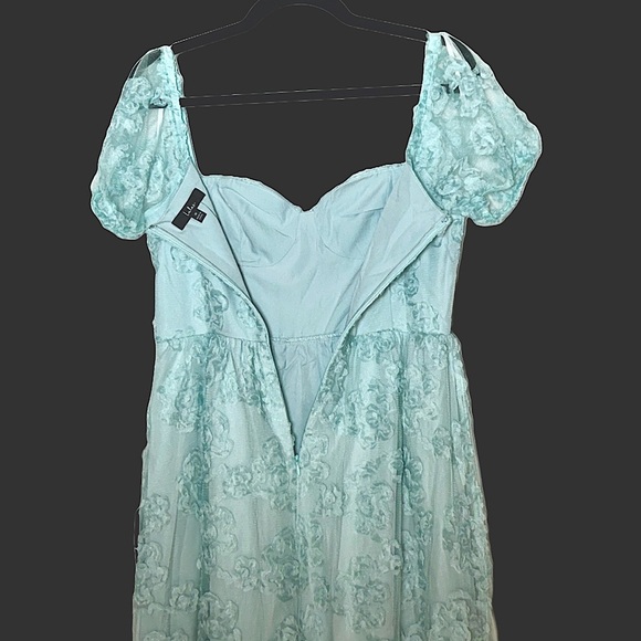 NWT Lulus Notable Elegance Mint Mesh Floral Appliqué Bustier Midi Dress, Medium - Picture 11 of 16